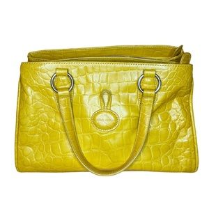 Charles Jourdan Bag Purse Sacha 2 Leather Crocodile Embossed Sunflower Yellow